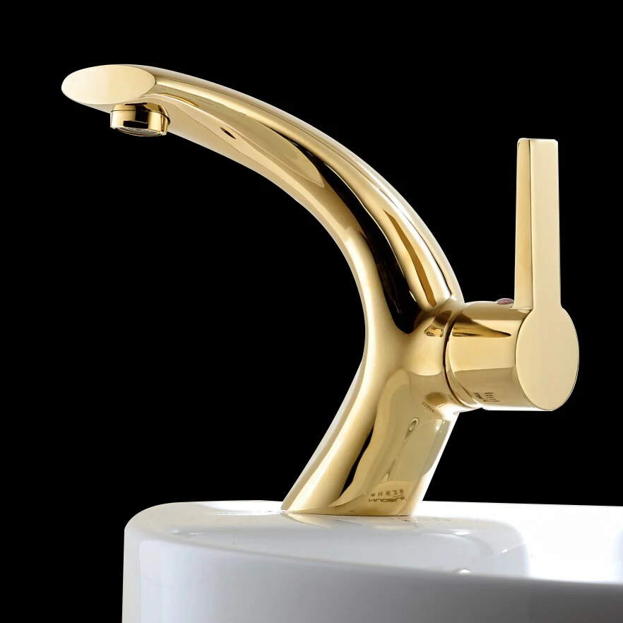 

BAKALA Bathroom gold bathroom faucets Basin Faucet Gold finish Brass Mixer Tap with ceramic torneiras para banheiro F6141-2