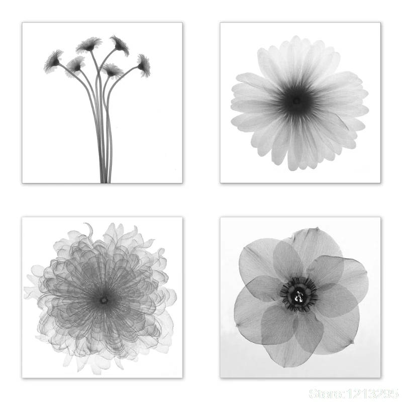 4pcs Flower Lanscape Wall Art Canvas Poster and Print Canvas Painting