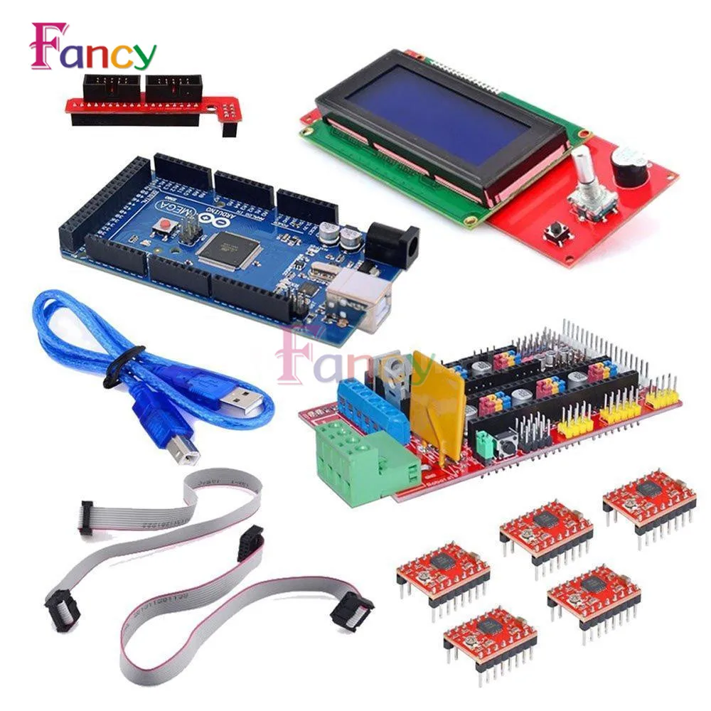 3D Printer RAMPS 1.4 REPRAP MENDEL PRUSA + Mega 2560 Board + 5pcs A4988 driver module + LCD 2004 RepRap Prusa i3 for Arduino запчасти для принтера xy 12v40w reprap 12v 40w cnc 3d prusa 3d printer prusa mendel