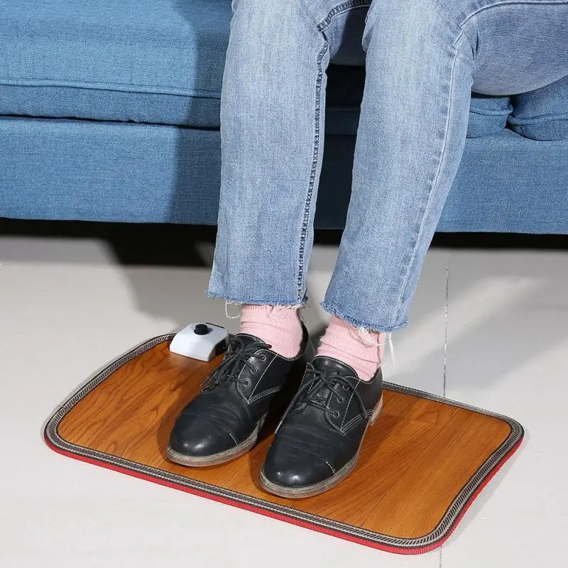Office Heating Foot Mat Warmer Leather Electric Heating Pad Warm Feet
