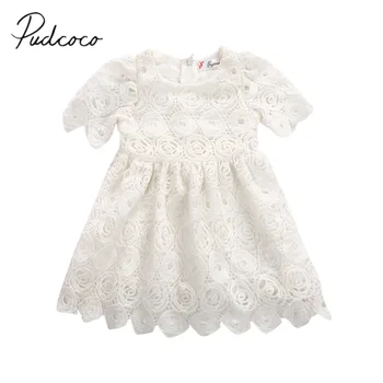 

2018 Brand New Newborn Toddler Infant Baby Girls Shortsleeve Floral Tutu Dress Party Wedding Princess Lace Dresses Summer Outfit