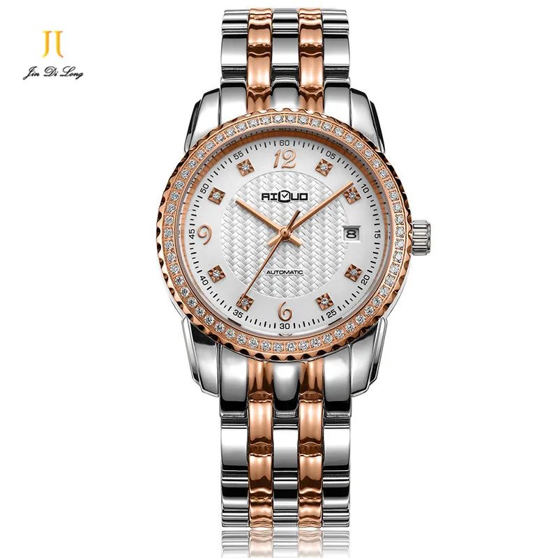 Brand Ailuo Classic Men s Business Casual Watch Auto Mechanical Male Wristwatch Lovers Watch Diamond Dial