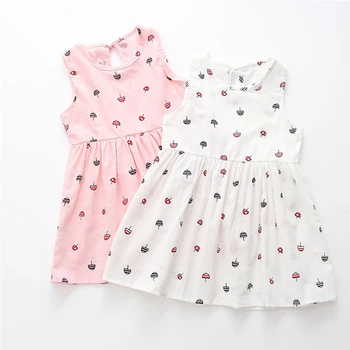 

Toddler Baby Girls Summer Princess Dress Cute Kids Cartoon Rainbow Umbrella Printing Party Wedding Sleeveless Dresses 2-7T A20