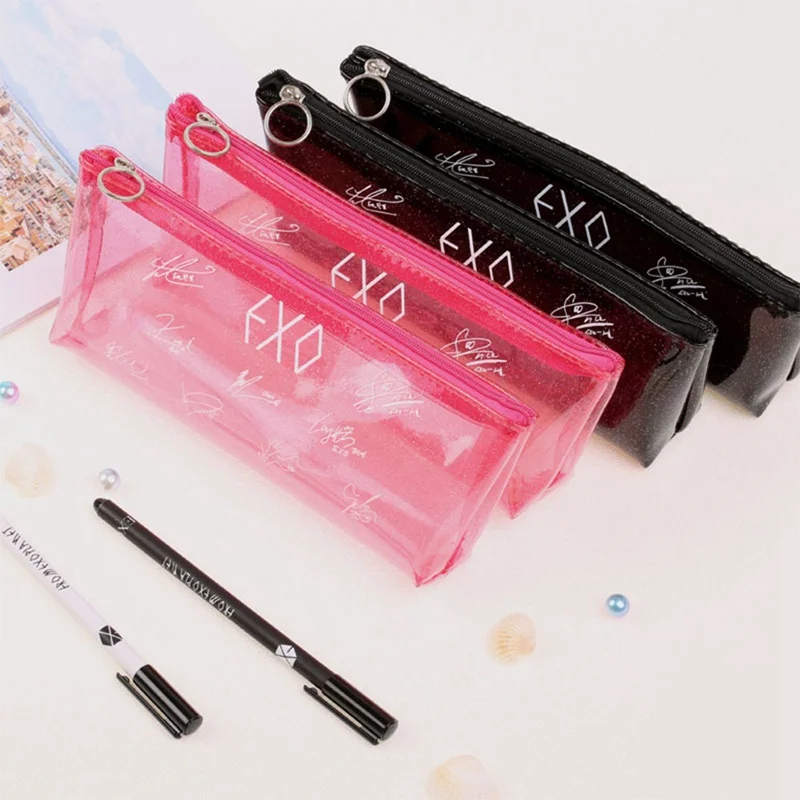 

1 PC KPOP EXO Album Transparent Signature Bag Jewelry Admission Package Pencil Bags Transparent Pencil Case