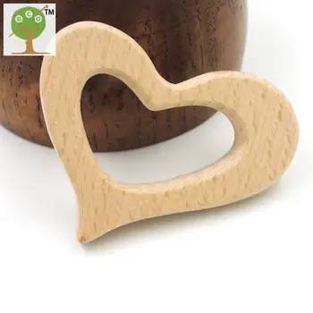 10pcs love heart wooden teether beech wood charm baby teether toy shower gift smooth and safe for baby baby chew accessory EA212