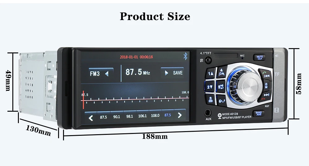 LTB FM 4,1 дюймов 1 Din MP3 плейер автомобиля автомагнитола аудио стерео 4012B USB SD AUX FM Bluetooth магнитола станции заднего вида камера Дистанционное управление