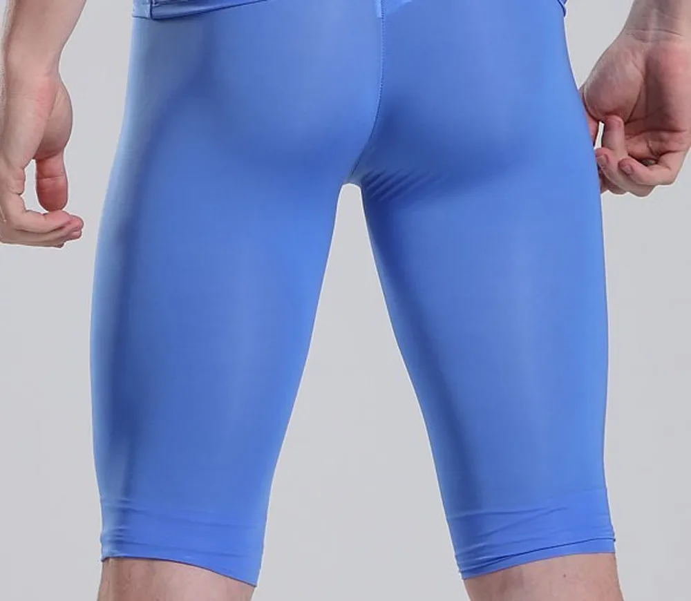 1 шт. Для мужчин прозрачный капри сексуальные лед шелковые брюки низкой талией пять брюки сексуальные узкие выпуклые мешок карман пижамы