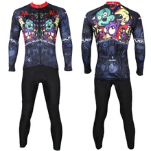 Зомби Животные Для мужчин с длинным рукавом Велоспорт Джерси дышащий велосипед рубашка черный полиэстер Велосипедная форма Размеры S к 6XL