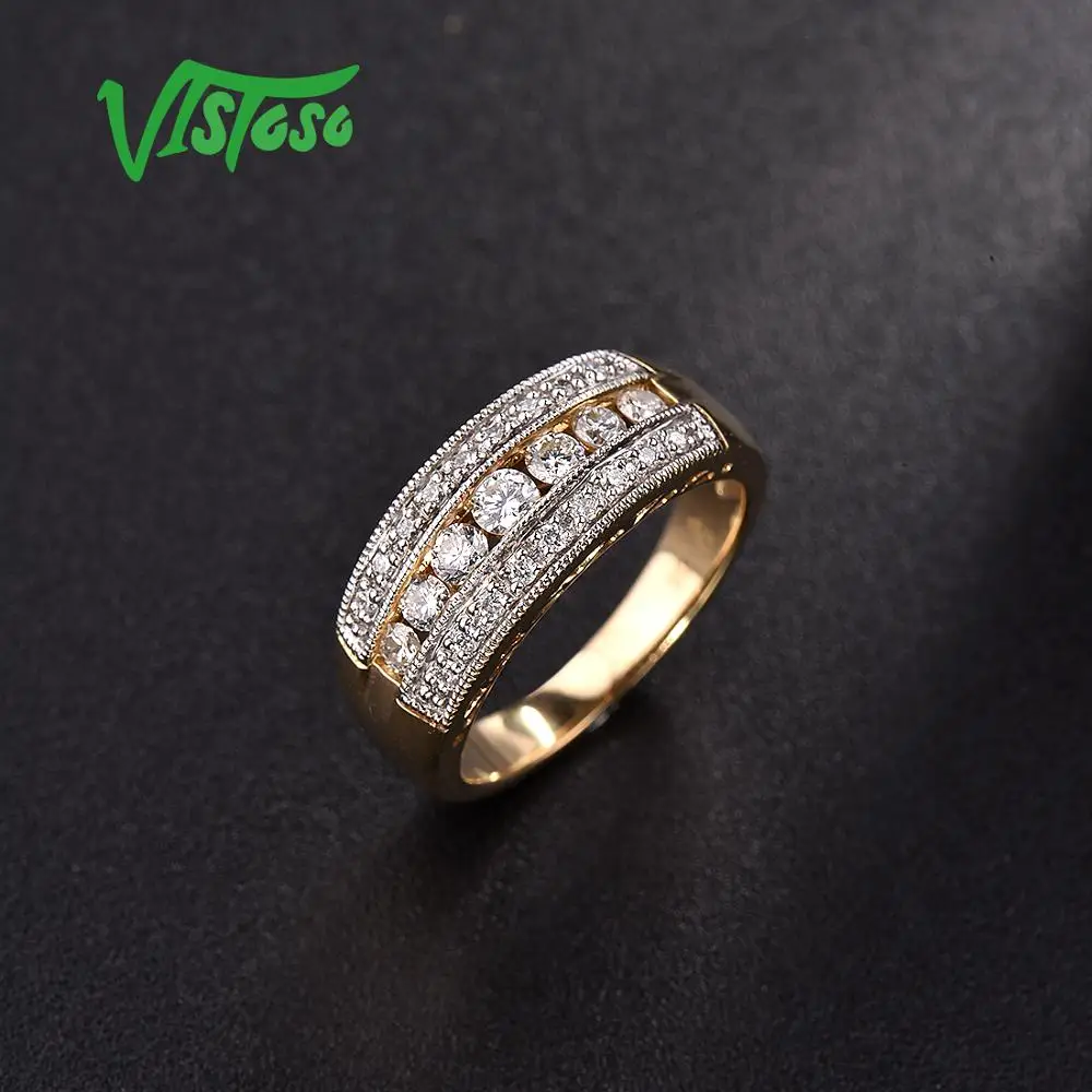 VISTOSO, золотые кольца для женщин, настоящее кольцо из 10 к желтого золота, сверкающий бриллиант, роскошное обручальное кольцо, хорошее ювелирное изделие