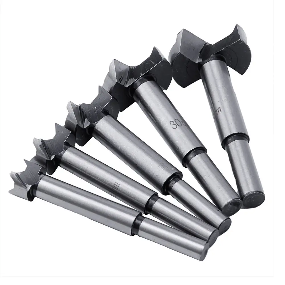 5pcs New 15/20/25/30/35mm Wood Drill Bit Hole Saw Cutter Tool with Round Shank