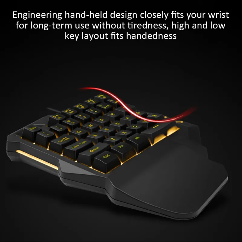  Backlit Keyboard One-hand Mechanical Gaming Keyboard Left Hand Support Game Play LOL / Dota / OW / 