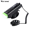 WEST BIKING Bicycle Light With Horn LED Front Flashlight USB Rechargeable Sensor Auto Bike Lamp MTB Road Bike Cycling Headlight ► Photo 1/6