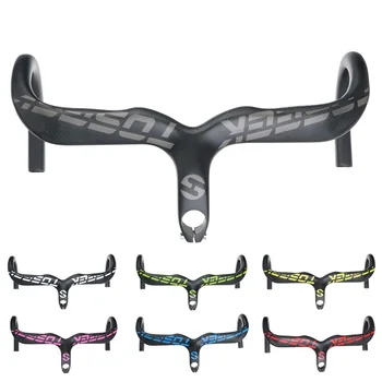 

TOSEEK 8 color 3K Matte Full Carbon Fiber Integrated Bicycle Handlebar Road bike Bent Bar Bike Handlebar accessories parts