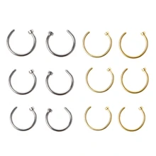 4 Styles 6mm 8mm 10mm Stainless Titanium Steel Nose Studs Body Piercing Stud Open Hook Lip Ear Ring(China)
