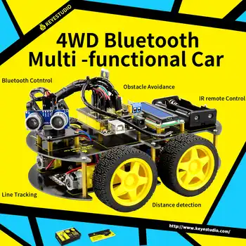 Keyestudio 4WD Bluetooth Multi-functional DIY Smart Car For Arduino Robot Education Programming+User Manual+PDF(online)+Video - Category 🛒 Electronic Components & Supplies