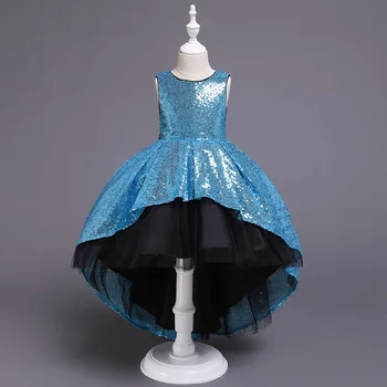 

2019 New Flower Sequins gorgeous Girls Wedding Pageant Party Dresses Princess Formal Prom Gowns Size 3-10 Years Kid Girl Clothes