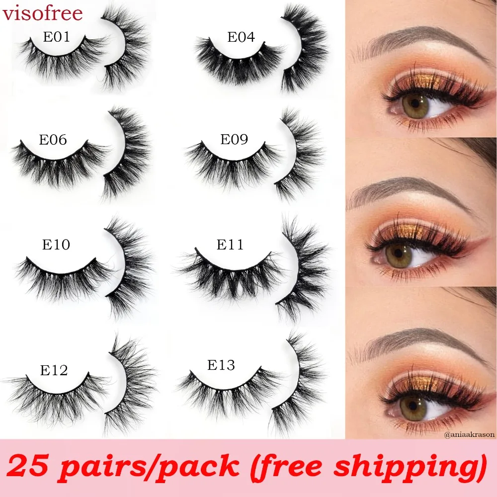 

Visofree 25 pairs/lot 3D Mink Lashes Natural False Eyelashes Fake Lashes Long Makeup Extension Eyelash Mink Eyelashes for beauty