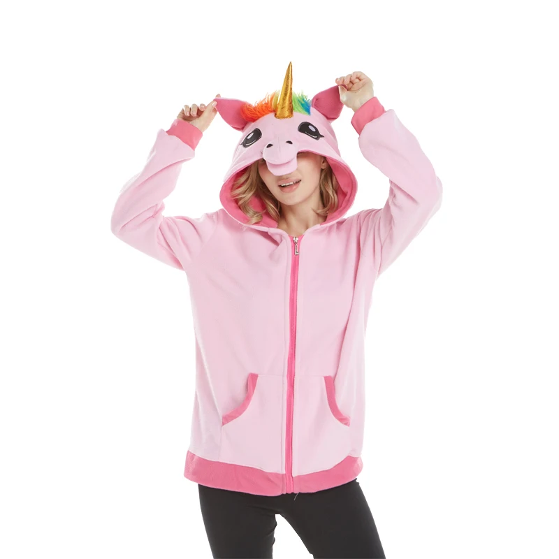 

New Golden Horn Pink Blue Unicorn Hoodie Anime Costume Adult Animal Panda Stitch Hooded Sweatshirt Cosplay