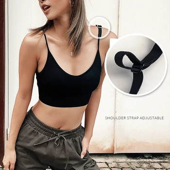 Wmuncc Strap Sports Bra with Pad High Impact Push Up Seamless Crop Top Women Fitness