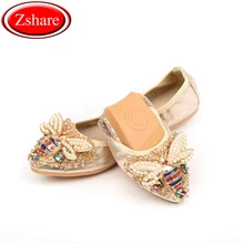 Plus Size 34-45 Designer Crystal Woman Flat Shoes Summer New Bee Rhinestone Ballet Women Shoes Ladies Flats Single Shoes Loafers Plus Size 34-45 Designer Crystal Woman Flat Shoes Summer New Bee Rhinestone Ballet Women Shoes Ladies Flats Single Shoes Loafers