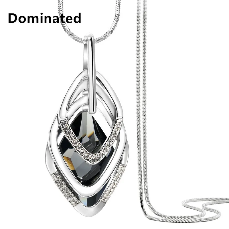 

Dominated Women Multi Crystal Sweater Chain Temperament Female Long All-match Accessories Pendant Necklace