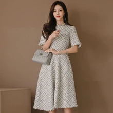 Formal-Dress Warm Party Trend Vintage Thick Casual Fashion Women New-Arrival A-Line Temperament