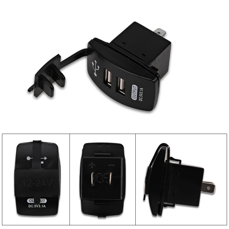 12-24 فولت المزدوج USB شاحن سيارة الروك التبديل 5 فولت 3.1A العالمي السيارات الهاتف المحمول شاحن ل سيارة دراجة نارية سيارة كهربائية قارب