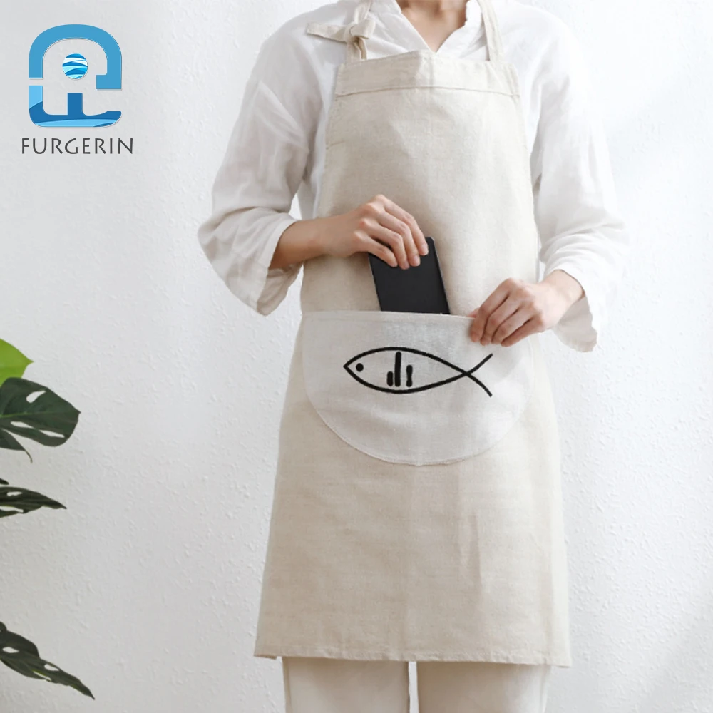 FURGERIN Six-piece Set Kitchen Apron Oversleeves Linen Aprons for Woman Baking Gloves Oven Mitts with Scarf kitchen accessories