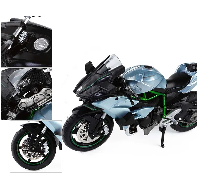 1/12 масштаб Kawasaki Ninja H2R литье под давлением спортивный велосипед гоночный мотоцикл supercharged модель миниатюры велосипед игрушка для детей