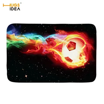 

HUGSIDEA Creative Football Fire 3D Pattern Carpet for Living Room Kids Flannel Home Doormat Decor Outdoor Entrance Door Mat Rugs