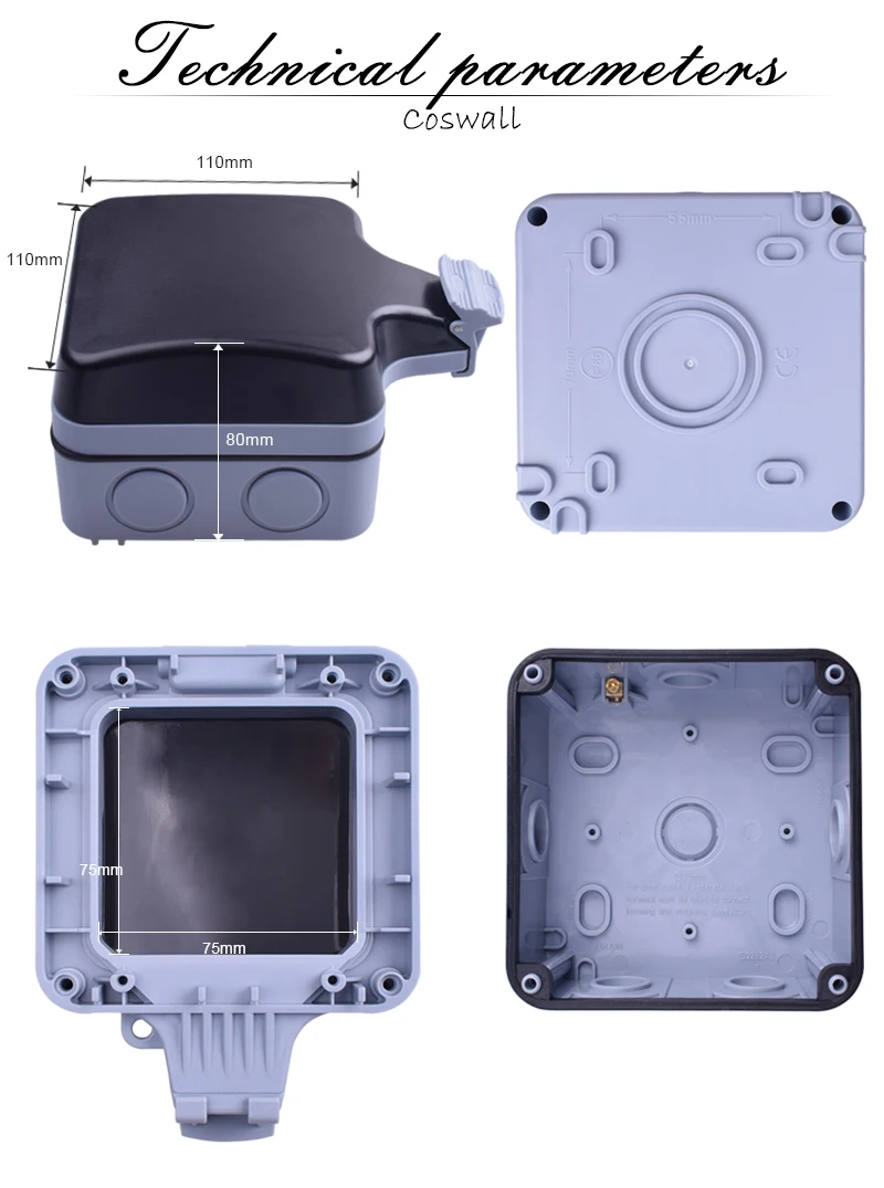 Ip66 à Prova de Intempéries à Prova D16água ao ar Coswall Livre Tomada Elétrica Francês Padrão Aterrado ac 110250 v 16a 5 High Quality Renovação da Casa