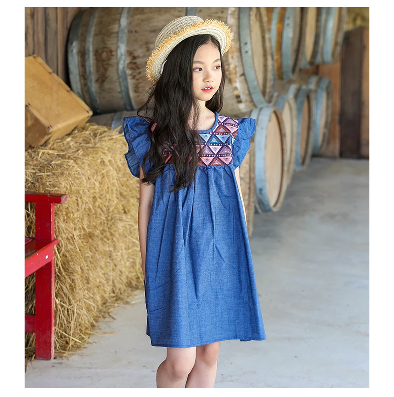 new summer style 2018 petal sleeve cotton kids dress baby princess dresses for girls children's clothing infant dress girl tops (7)