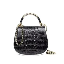 Модный дизайнерский женский маленький седельный кошелек из натуральной кожи аллигатора, Крокодиловая Кожа, женская сумка через плечо с металлической ручкой