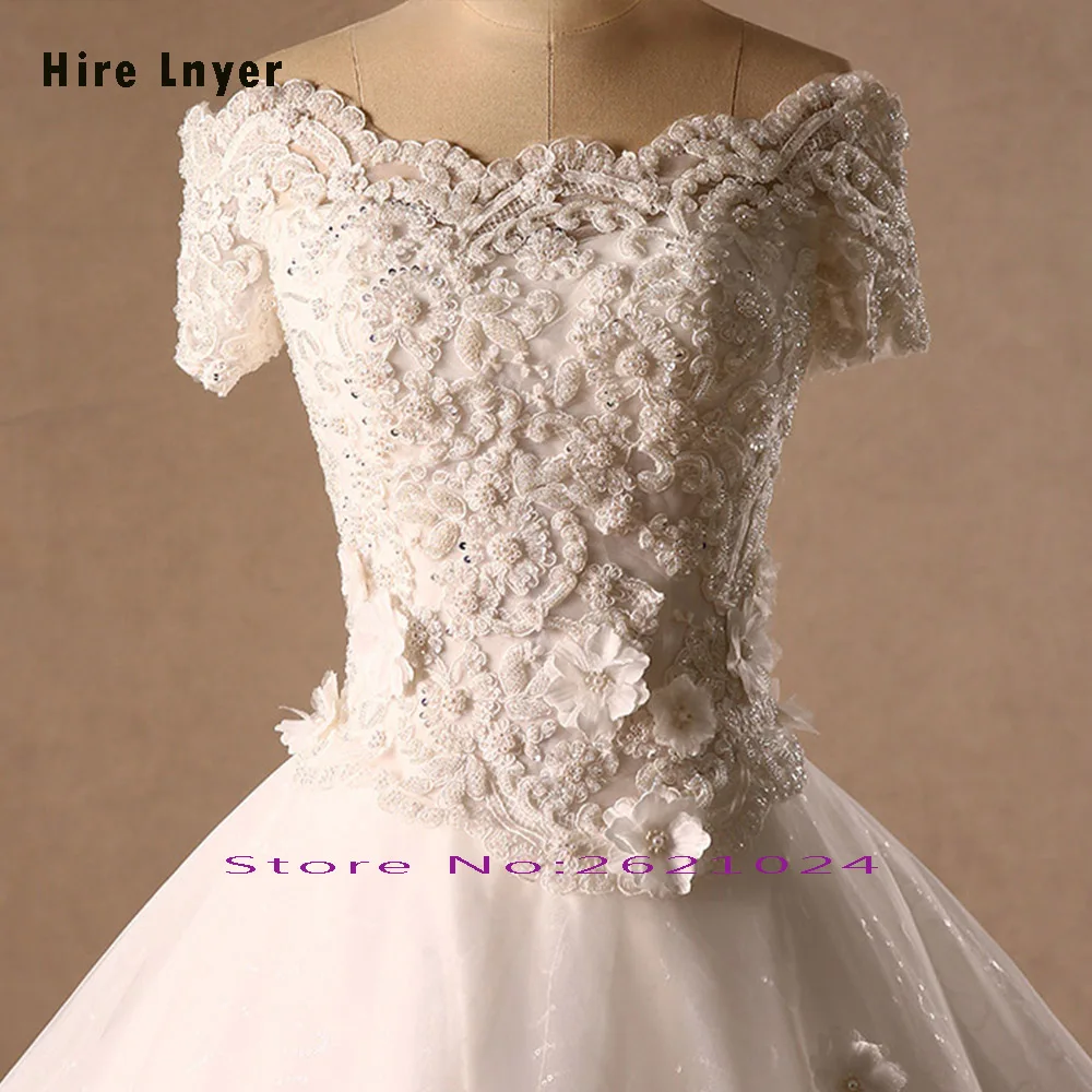 HIRE LNYER свадебное платье с коротким рукавом со шнуровкой и бусинами|robe de mariee|gown