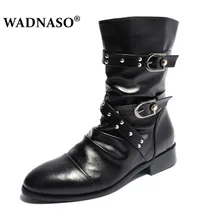 Кожаные осенние ботинки в байкерском стиле; Мужская обувь; армейские ботинки; мужские военные ботинки; черные ковбойские зимние ботинки в готическом стиле; ботинки в стиле панк; размеры 38-44