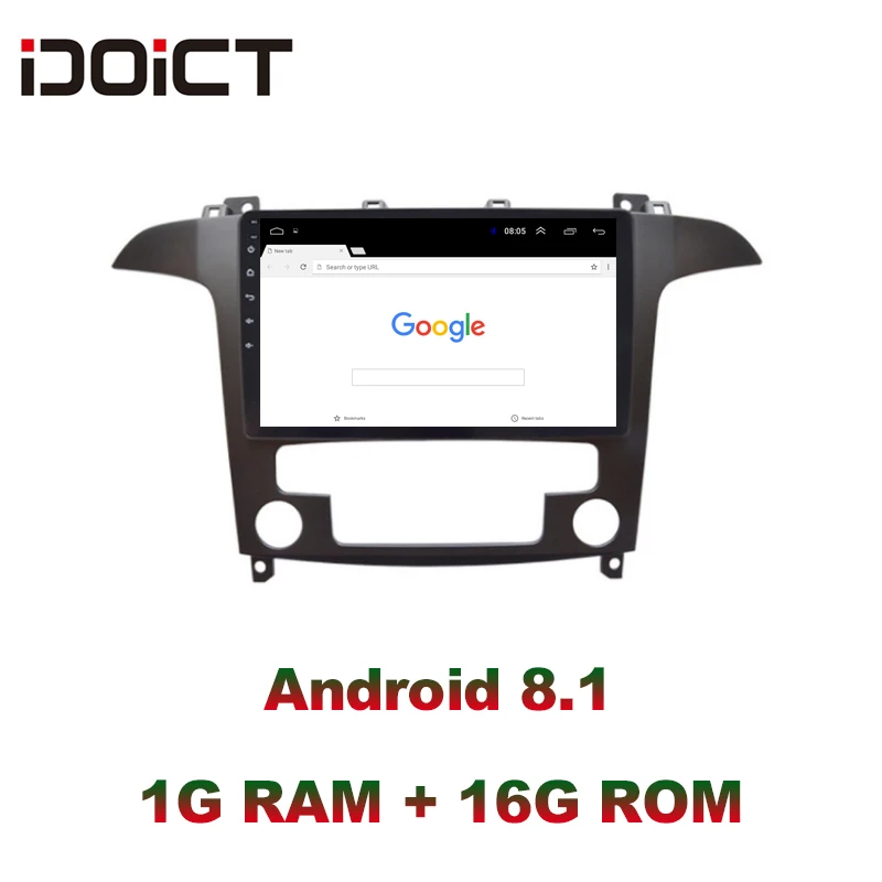 

IDOICT Android 8.1 Car DVD Player GPS Navigation Multimedia For Ford S-Max Radio 2007 2008 car stereo bluetooth wifi