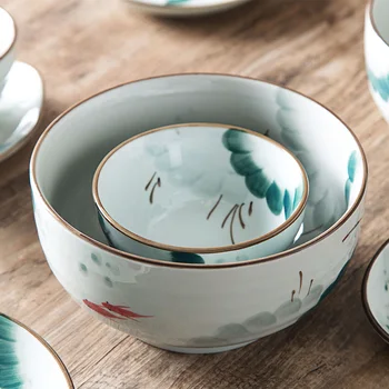 

Ceramic hand-painted eating bowls at home household instant noodles Japanese tableware noodles soup rice ceramic bowls