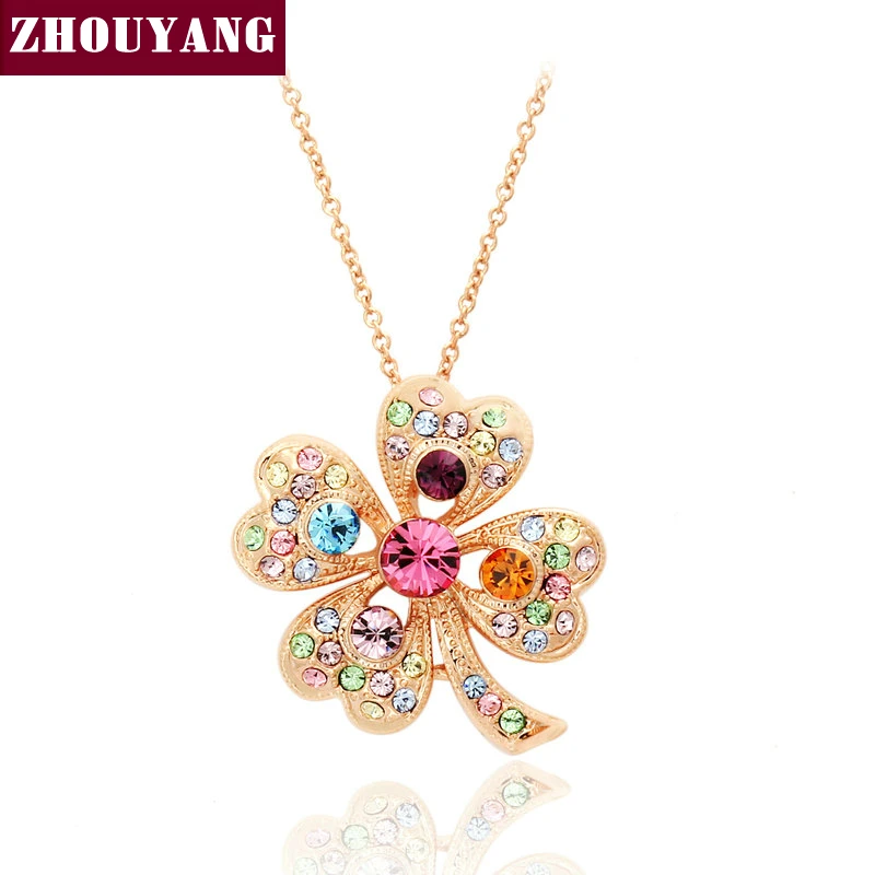 Top Quality ZYN029 Leaf Necklace Rose Gold Plated Fashion Pendant Jewelry Made with Austria Crystal Wholesale
