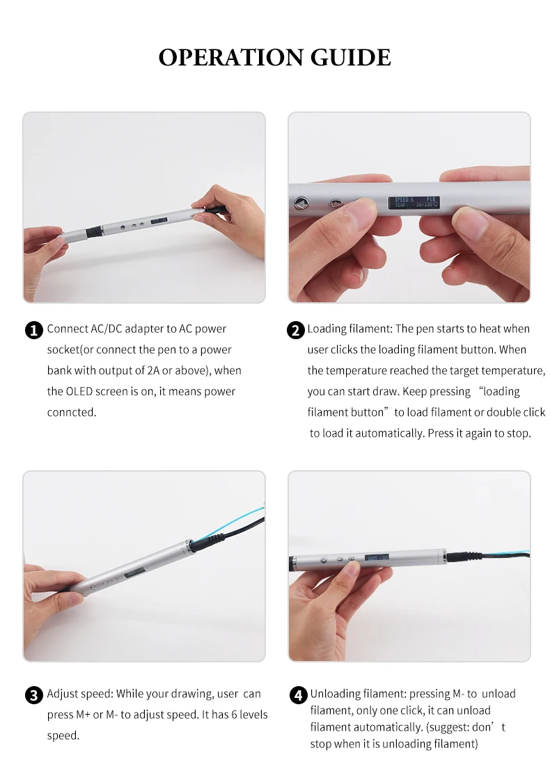 DEWANG, легкая 3D Ручка, сделай сам,, новейшая 3D Ручка для рисования, печать, OLED экран, подарок на день рождения+ 100 метровая ABS нить, 3d Ручка