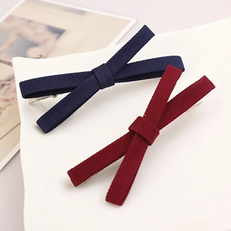 

Simple Bowknot Hairclips Bow Cross Ribbon Fabric Barrettes Women Girls Hairpins Female Girl Headwear Hair Accessories