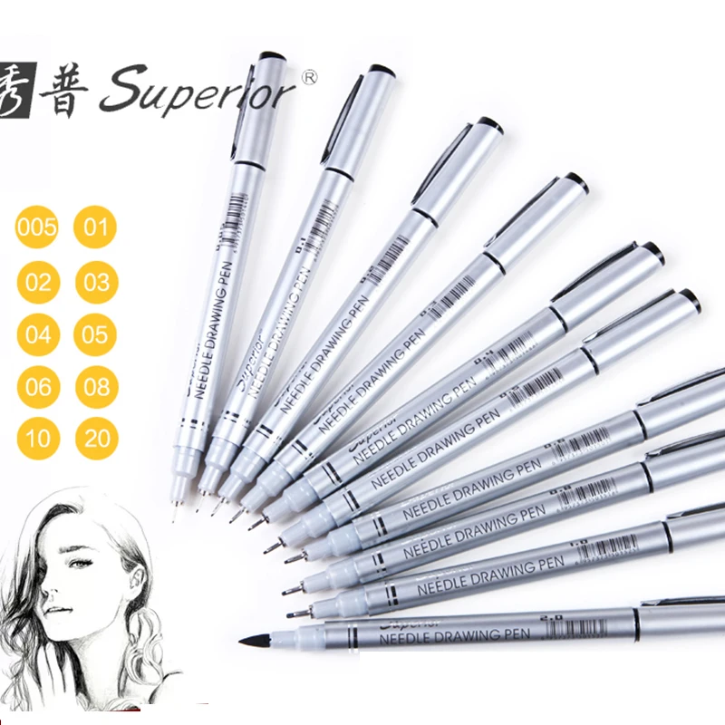 

Superior 10pcs Neelde SoftBrush Fine Line Pen Black Sketch Markers Waterproof Drawing Pen for Design Brush Pen Art Supplies