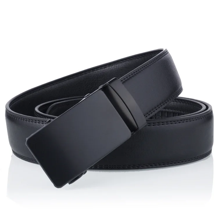 

Men's automatic buckle belt black side slip buckle men's belt
