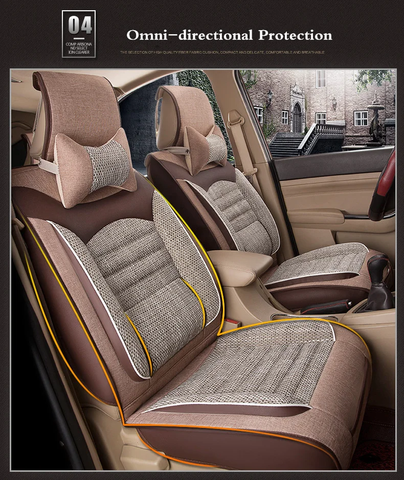 Универсальный чехол для автомобильных сидений, льняная Передняя подушка, 3D автомобильный Стайлинг, чехлы для сидений автомобилей для Toyota для HYUNDAI, 1 шт., 3 цвета