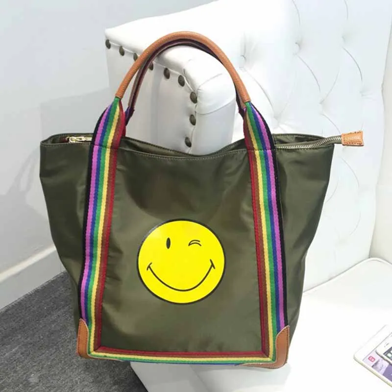 NEW smile face print oxford tote bags women Messenger Bags painting