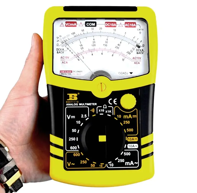 

BS471110 Analog Multimeter,High precision. Unique design,Measurement: Voltage / current / resistance / continuity / battery.