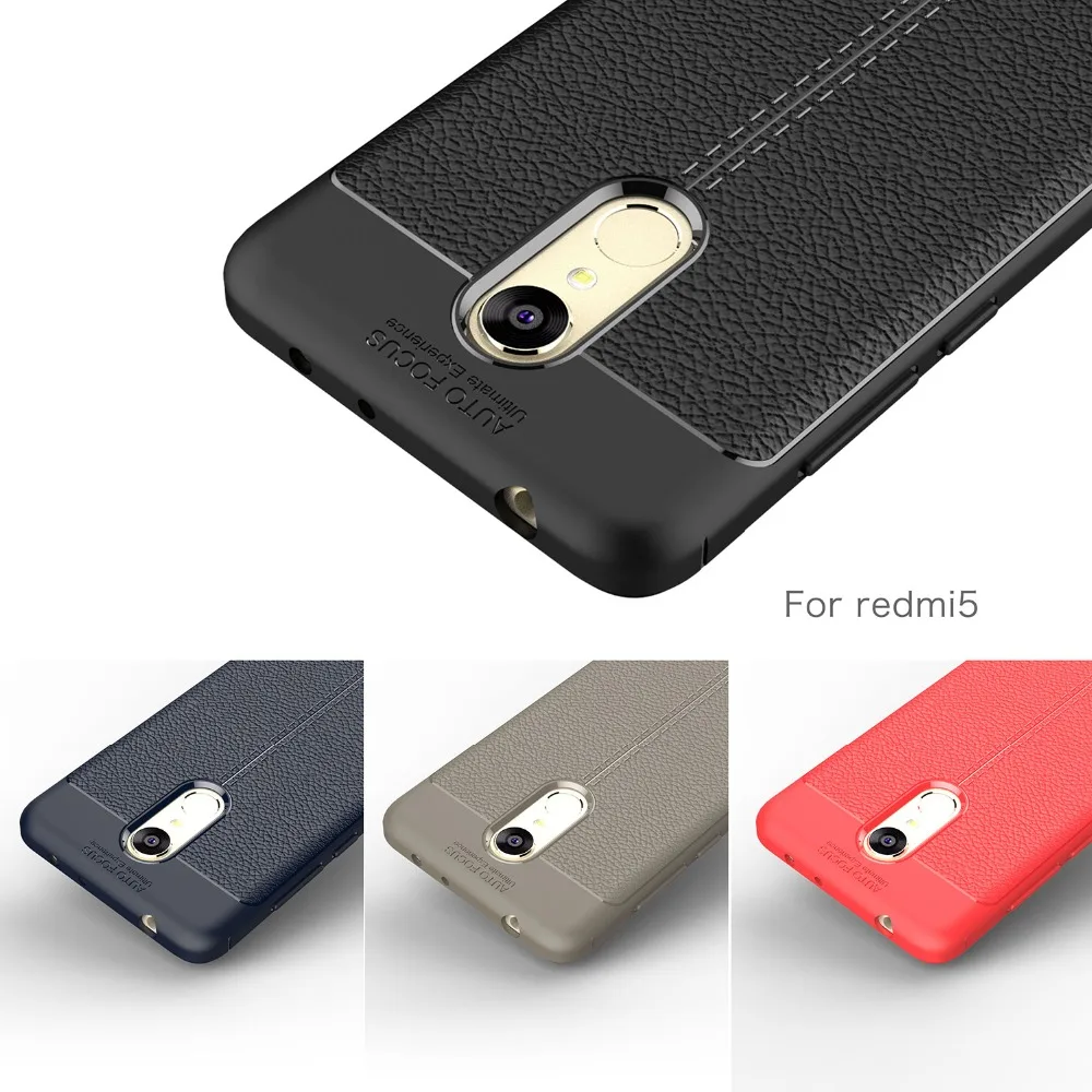 Lichi Pattern Leather Cell Phone Case For Xiaomi Redmi 5A 5 Plus Slim TPU Matte Shockproof Silicon Cases |