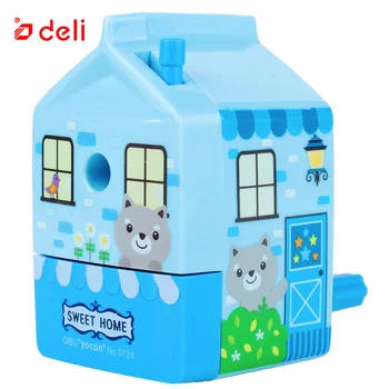 

Deli pencil sharpener happy house hand roll cute sharpener student stationery sharpener pencil for kids gifts school supplies
