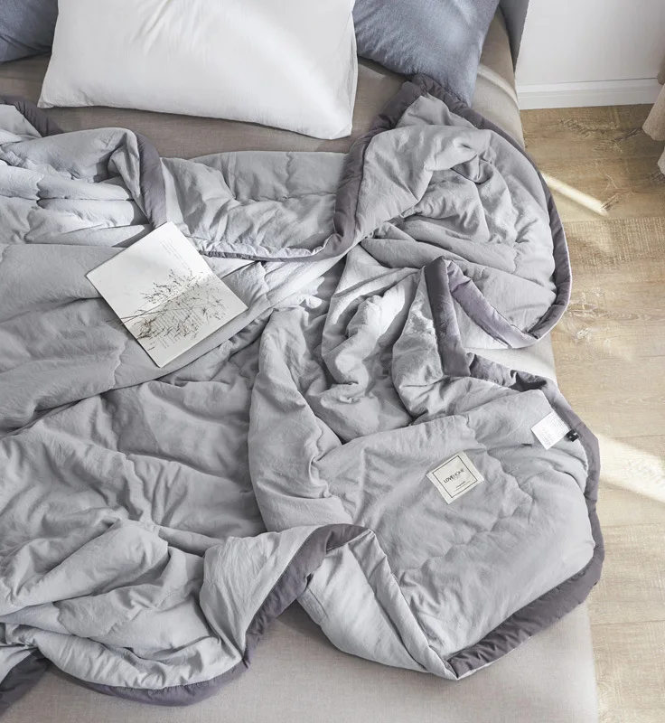 

drop ship New Solid pink Grey Bedspread Summer Quilt Blanket Bed Cover Quilting Home Textiles Suitable for Children adult