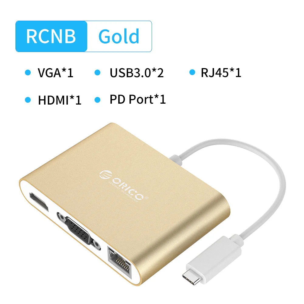 ORICO usb-хаб USB C к HDMI RJ45 VGA type-C PD адаптер для Mac/samsung Galaxy/huawei type C USB 3," концентратор