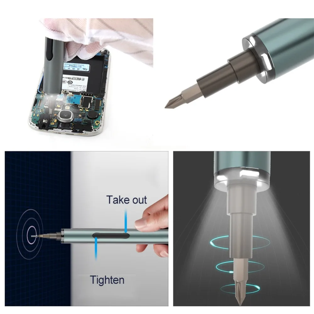 Мини Электрическая отвертка Перезаряжаемые беспроводные Мощность отвертка комплект с светодиодный светильник литий Батарея работает Мощность набор инструментов